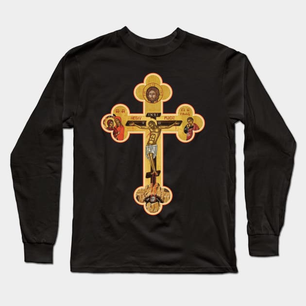 Orthodox Cross Icon Long Sleeve T-Shirt by Beltschazar